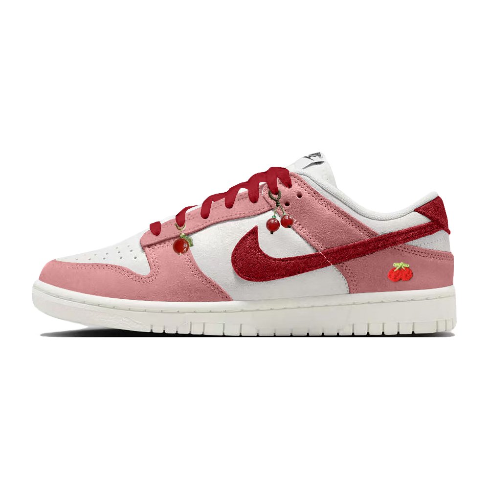 Nike Dunk Abrasion Resistant Low Top Skateboard Shoes Unisex Pink White