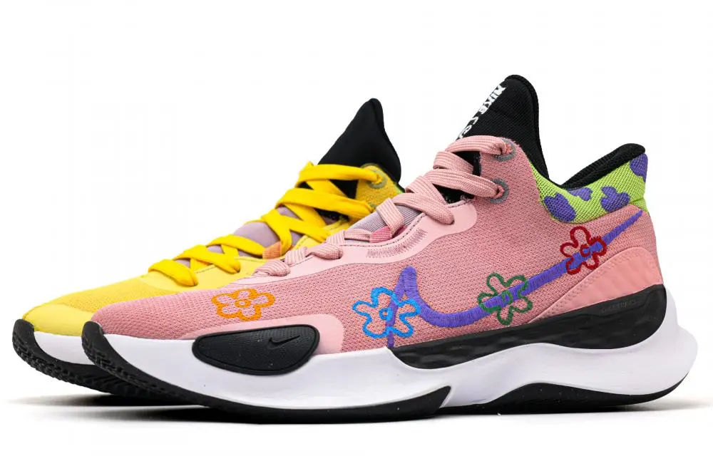 Nike Renew Elevate 3 Heartbeat Moments Lightweight Anti Slip Low top Basketball Shoes Men's Yellow Pink