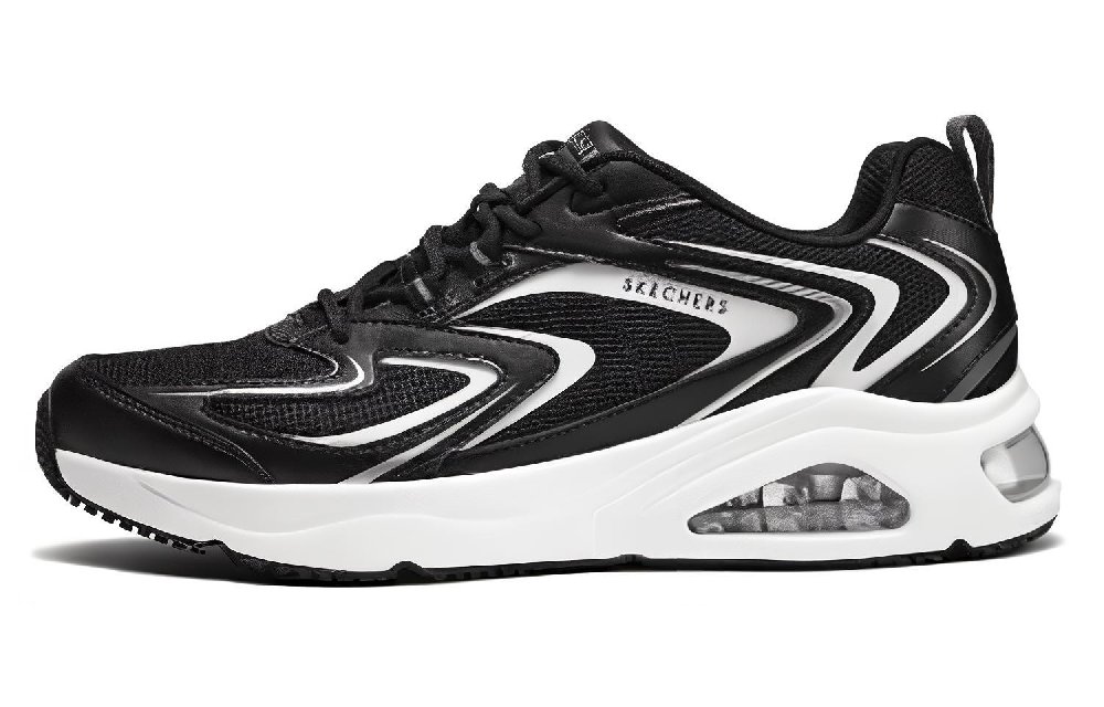 Skechers Cushioning Abrasion Resistant Breathable Low Top Running Shoes Men's Black White