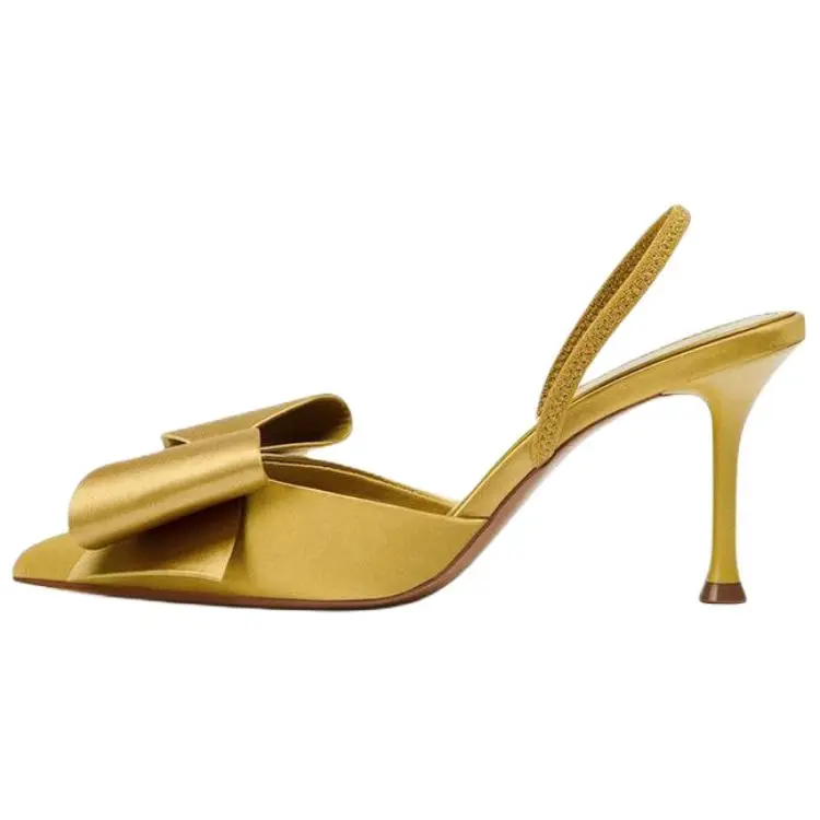 ZARA Slim Heel High Heels 8.5cm Women's Yellow