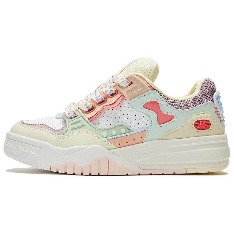 Kappa Anti-Slip Wear-Resistant Low-Top Skateboard Shoes Women's White Yellow Green