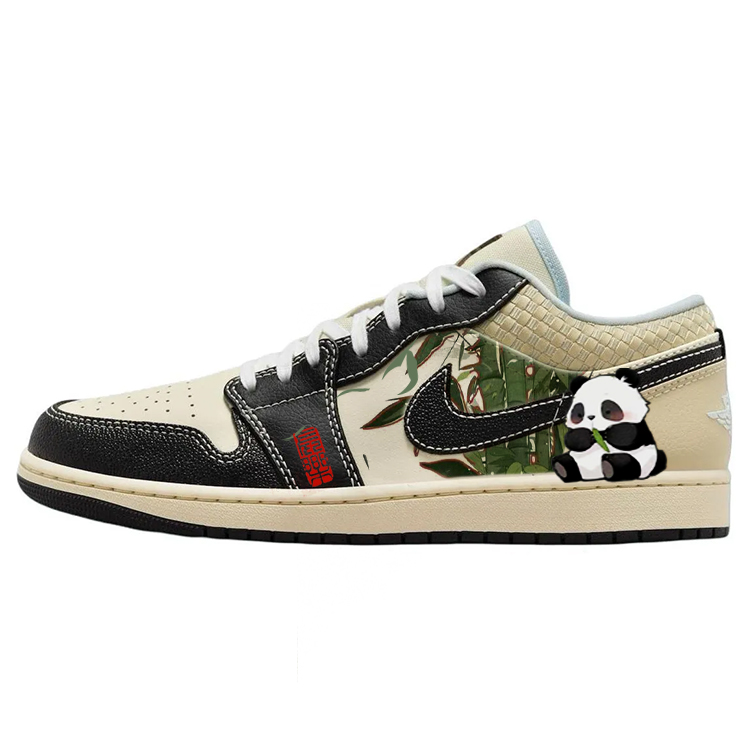 Jordan Air Jordan 1 Cushioned Wear-Resistant Slip-Resistant Low-Top Vintage Basketball Shoes Men's Beige Black