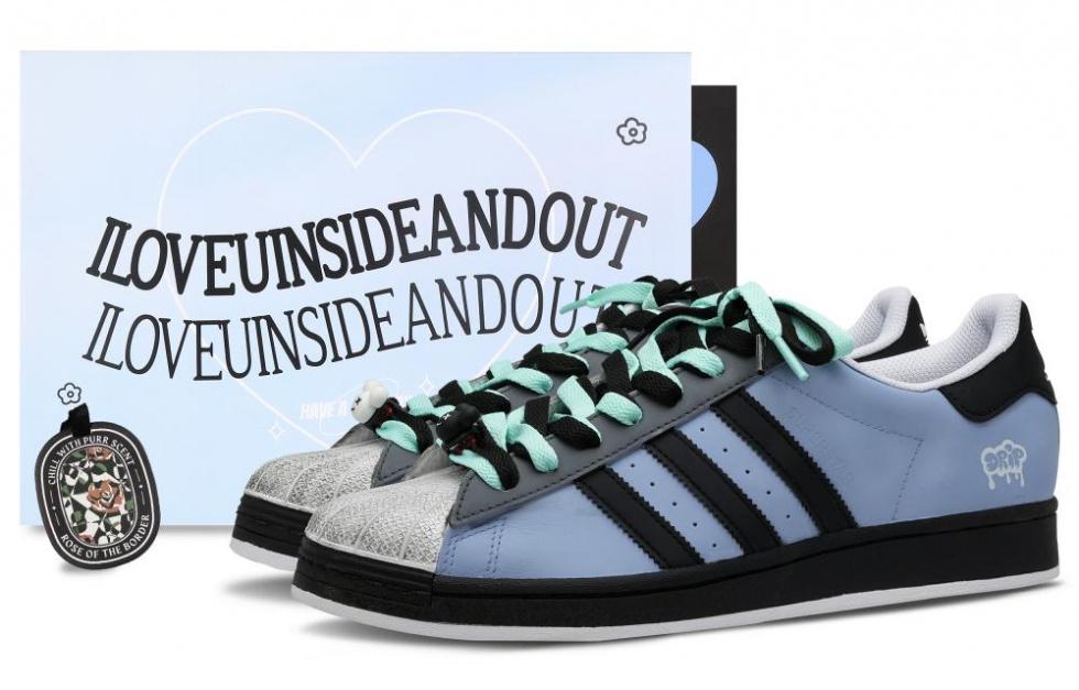 Adidas Originals Superstar Skateboard Shoes Unisex Low-Top Black White Blue