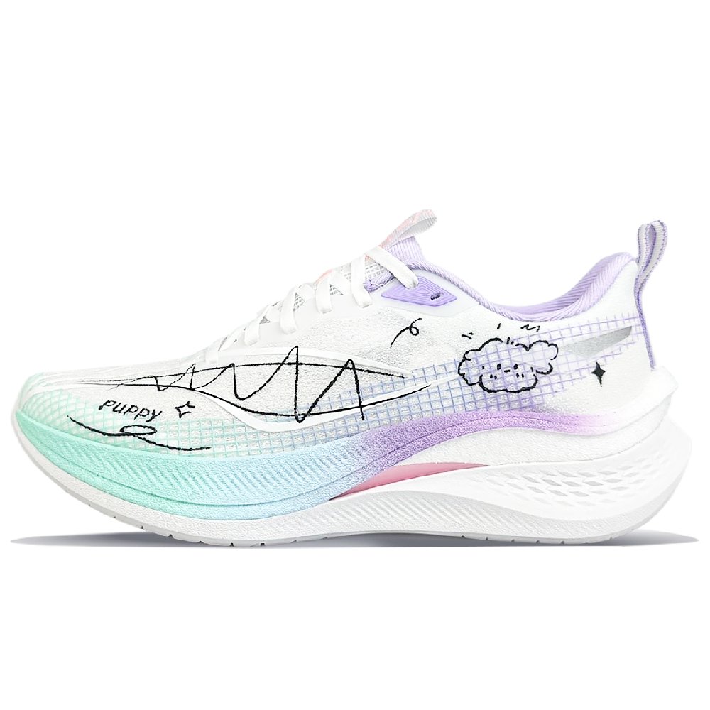 LiNing Red Hare 7 Pro Cushioned Slip-Resistant Breathable Lightweight Low-Top Running Shoes Men's White Purple