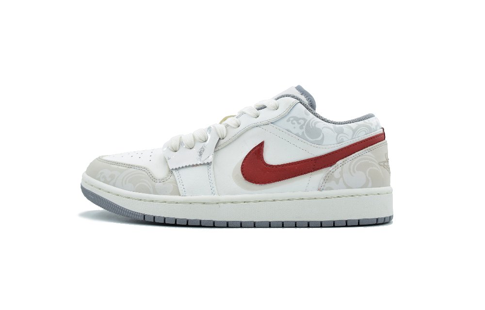 Jordan Air Jordan 1 Stealth And White Low-Top Vintage Blue Basketball Shoes Men's White Gray