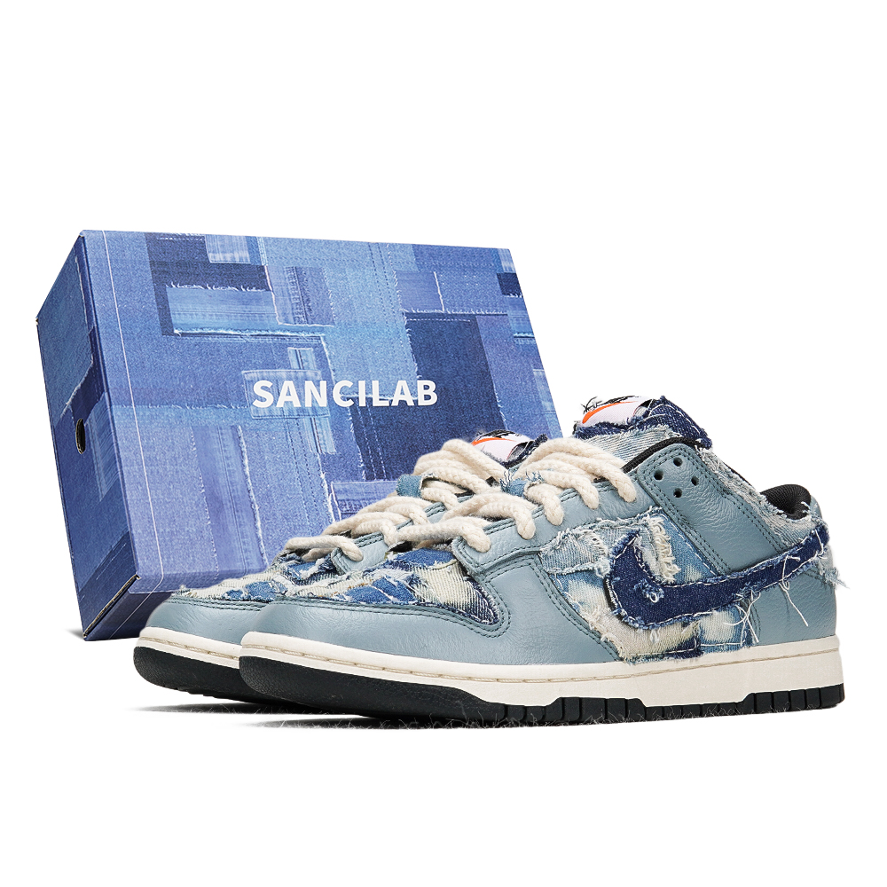 Nike Dunk Denim Collection Low Top Skateboard Shoes Men's Blue
