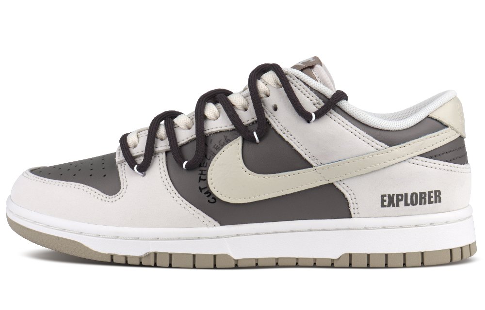 Nike Dunk Anti-Slip Wear-Resistant Low-Top Skateboard Shoes Unisex White Brown