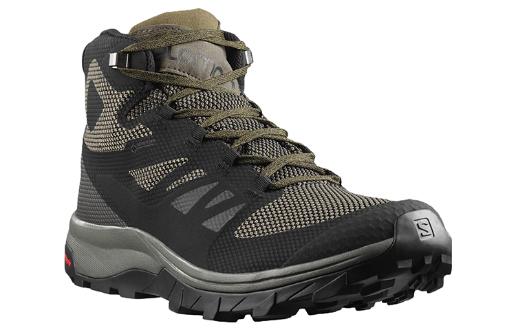 SALOMON Wear-Resistant Mid-Top Hiking Trekking Shoes Men's Black Green