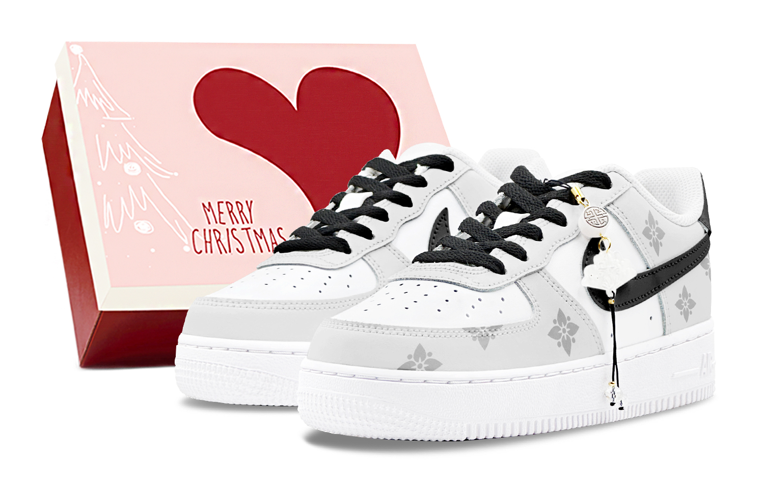 Nike Air Force 1 Air Force 1 Abrasion Resistant Low top Skateboard Shoes Women's Black Gray