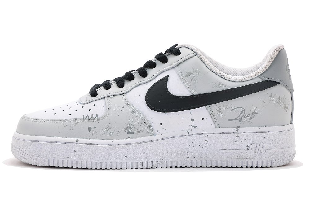 Nike Air Force 1 Abrasion Resistant Low Top Skateboard Shoes Unisex Black White Gray
