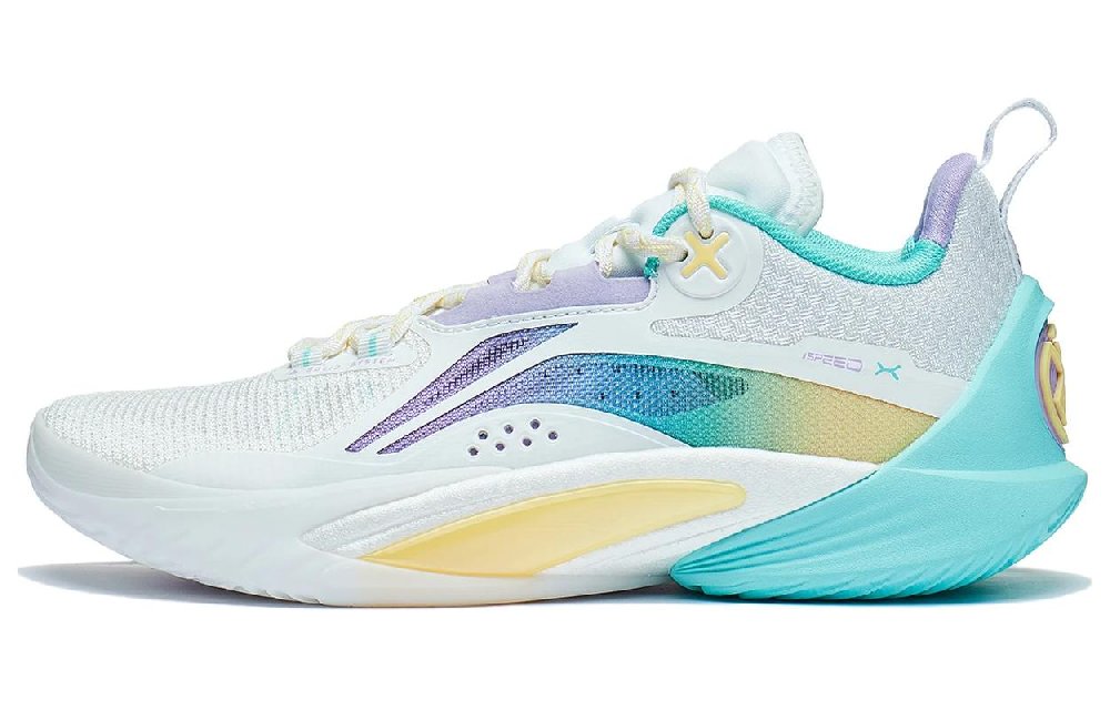 LiNing Speed 10 Cushioning, Slip Resistant, Abrasion Resistant, Breathable Low Top Basketball Shoes Men's White Purple