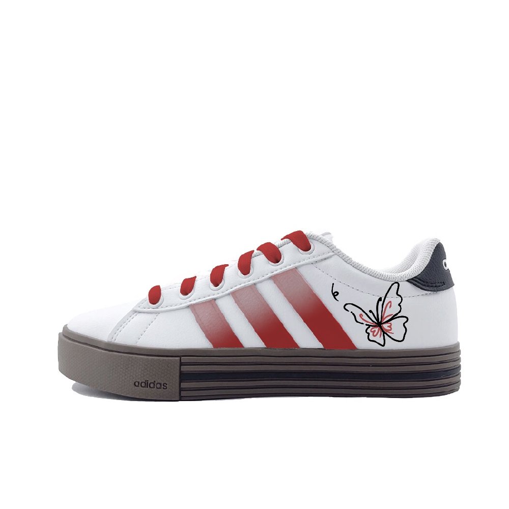 Adidas Daily 4.0 Red Dust Butterfly Love Abrasion Resistant Low Top Skateboard Shoes Unisex Red