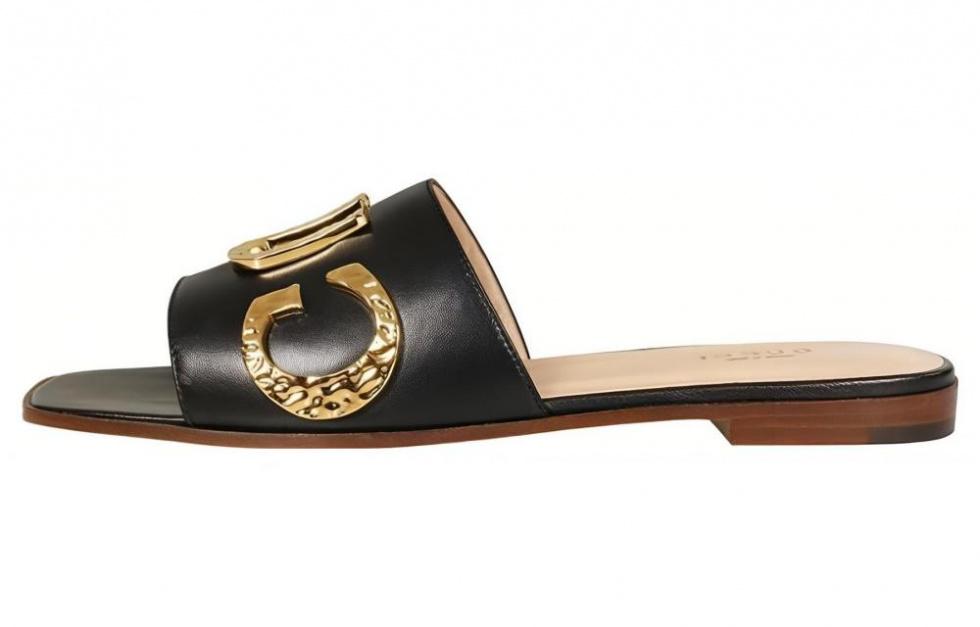 GUCCI Slide Slippers Women's Black Gold