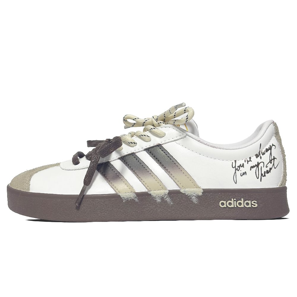Adidas Neo VL Court 2.0 Abrasion Resistant Low Top Skateboard Shoes Unisex White Umber