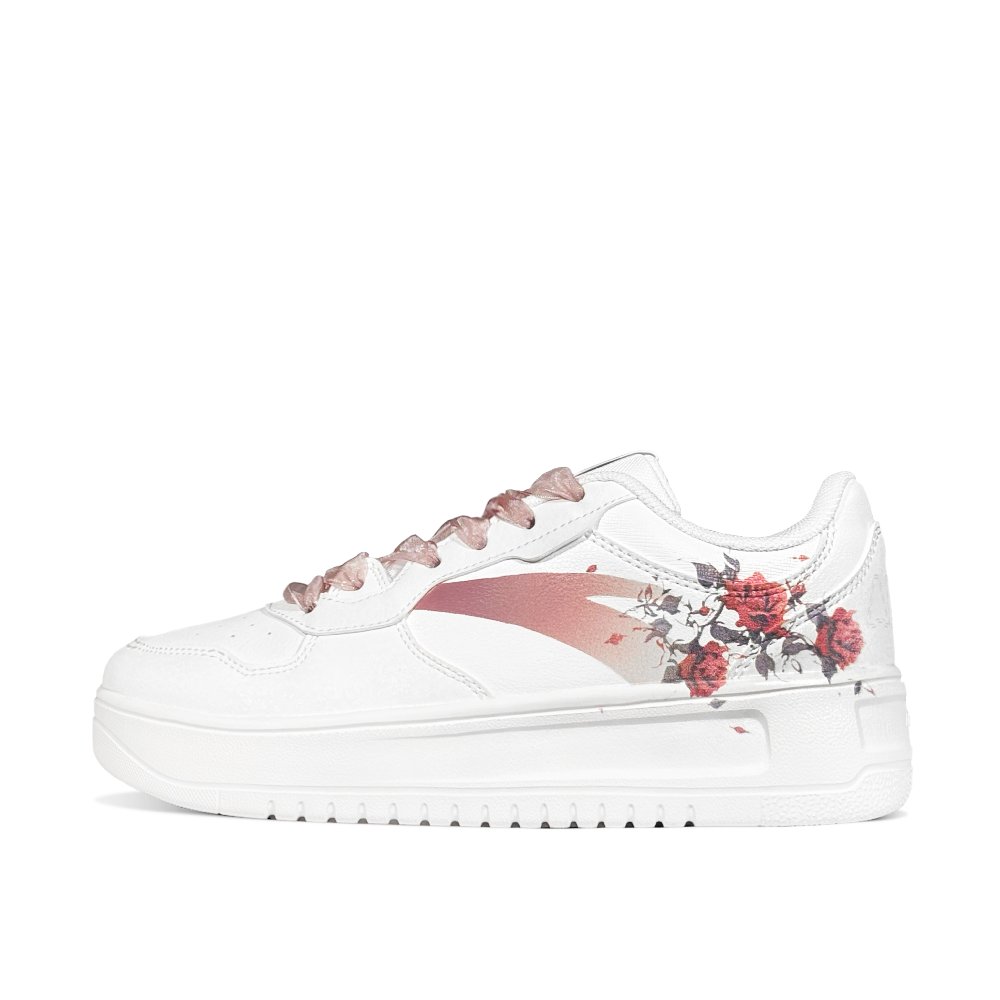 Anta Relaxed Slip Resistant, Abrasion Resistant, Lightweight Low Top Skateboard Shoes Women's White Red
