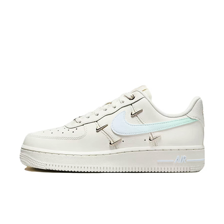 Nike Air Force 1 Slip Resistant Low Top Skateboard Shoes Women's White Blue