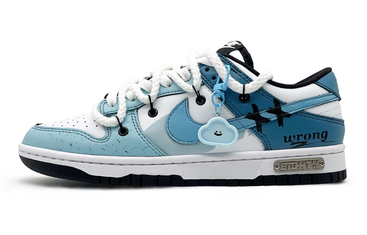 Nike Dunk Low 'Black' Panda Anti-Slip Wear-Resistant Low-Top Skateboard Shoes Women's White Blue