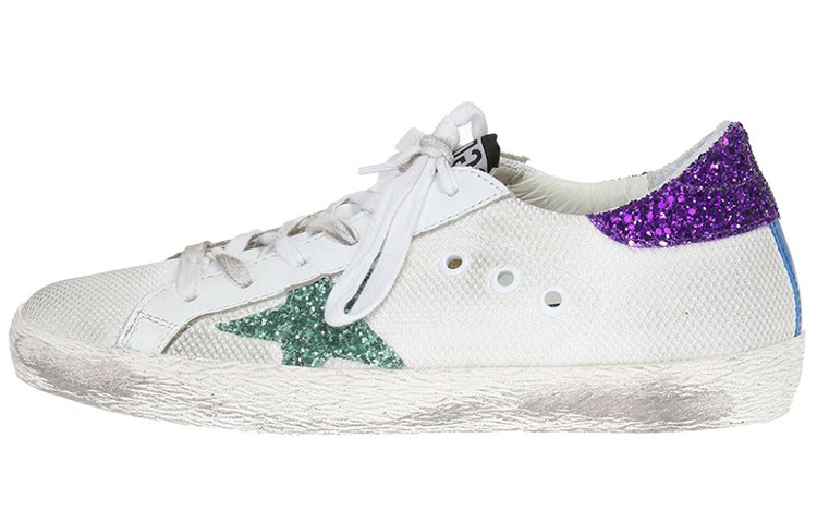 Golden Goose Stylish Skateboarding Shoes Women's White Green Purple