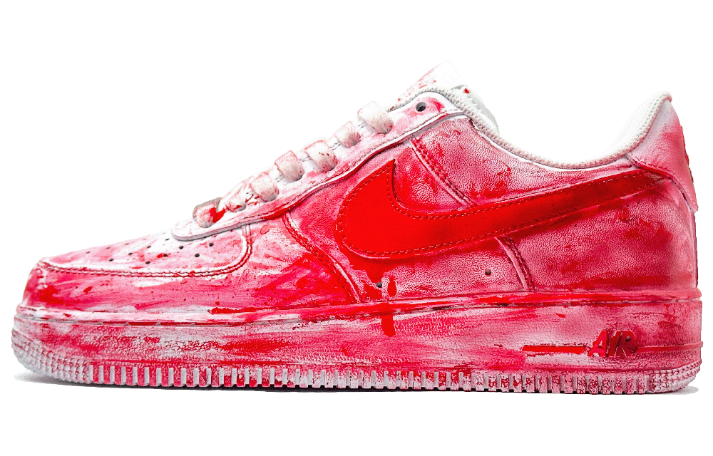 Nike Air Force 1 Hu Su Space, Red Flame Chasing Wind Abrasion Resistant Low Top Skateboard Shoes Unisex Red