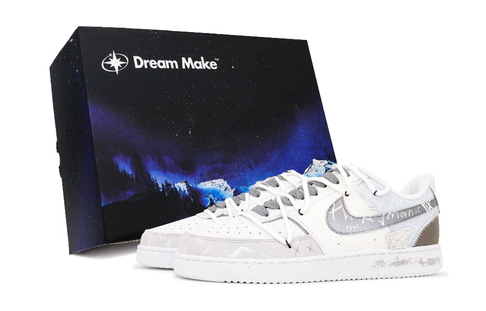 Nike Court Vision 1 Anti-Slip Wear-Resistant Low-Top Skateboard Shoes Men's Gray White Blue
