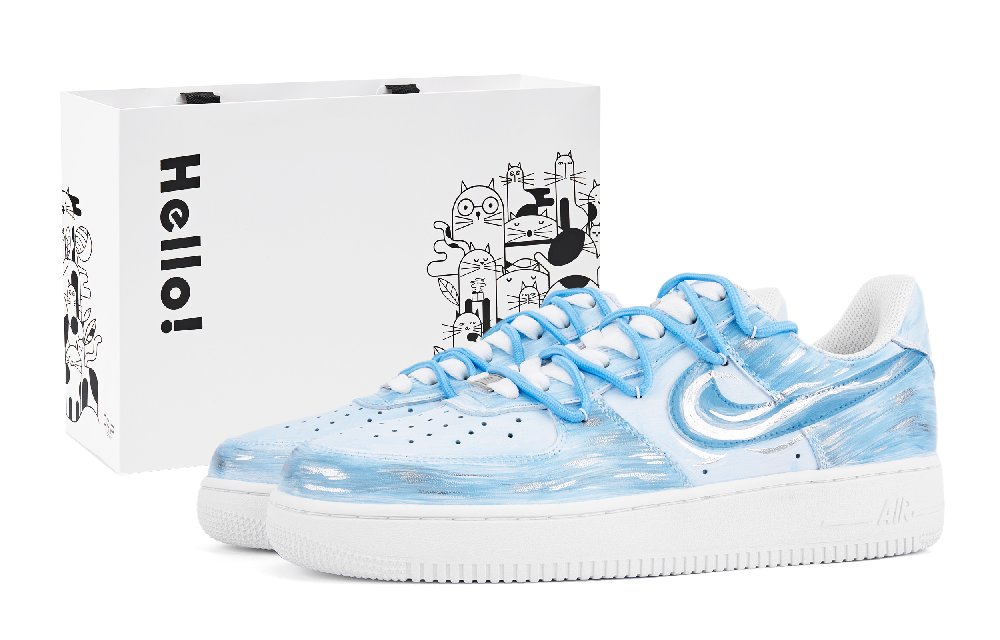 Nike Air Force 1 Abrasion Resistant Low Top Skateboard Shoes Unisex Light Blue