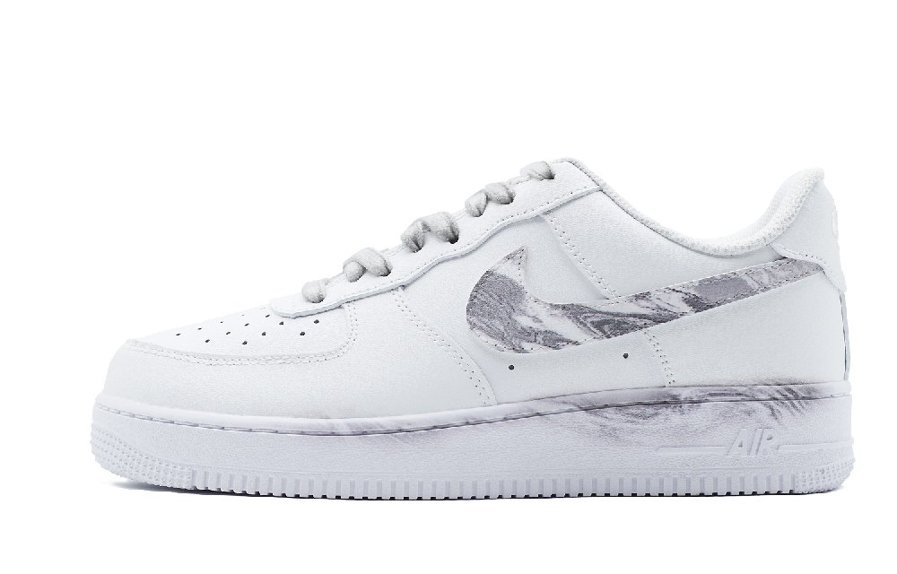 Nike Air Force 1 Coverage Slip Resistant And Abrasion Resistant Low Top Skateboard Shoes Unisex Gray White