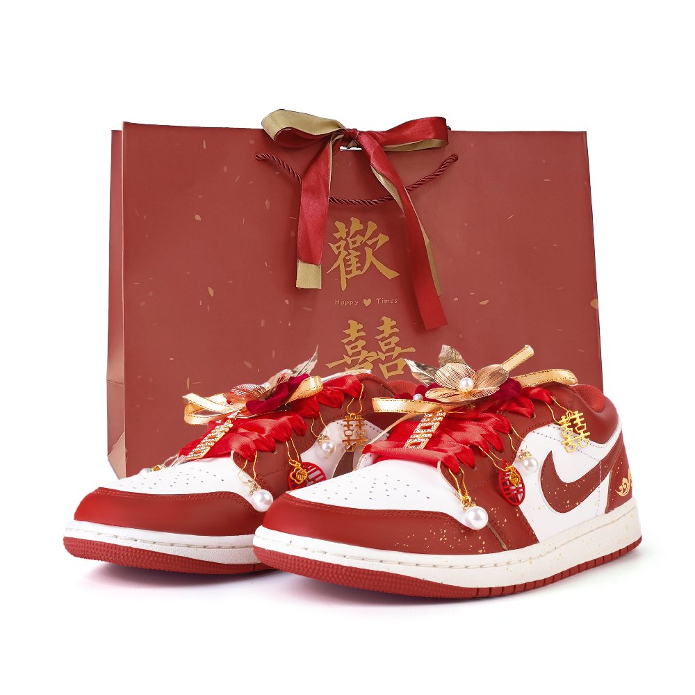 Jordan Air Jordan 1 Mutual Love Slip Resistant Low Top Vintage Basketball Shoes Men's Sand Dune Red