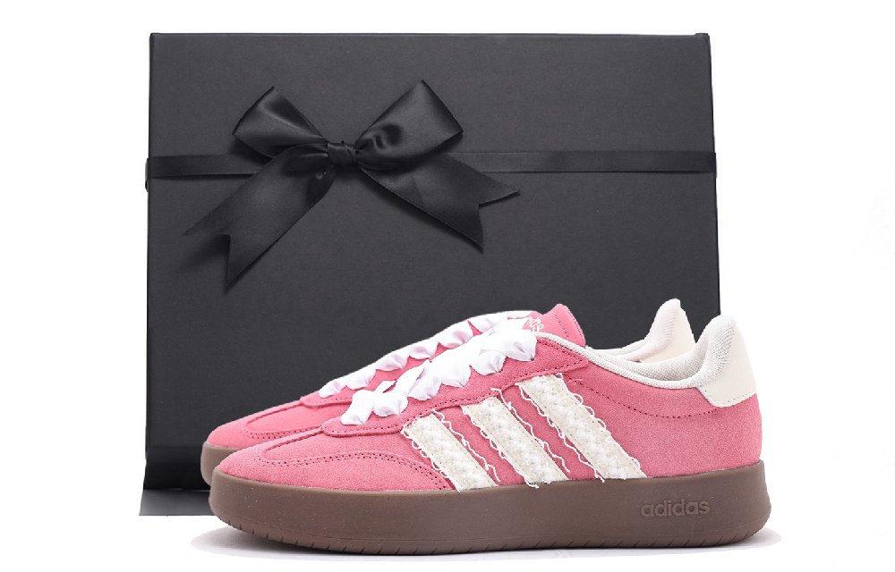 Adidas BARREDA Coverage Abrasion Resistant Low Top Skateboard Shoes Unisex Pink White