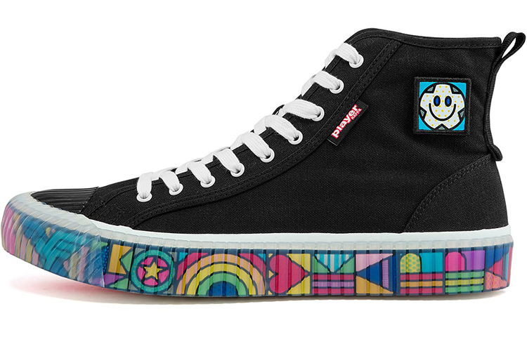 Craig&Karl x Kappa Anti-Slip Wear-Resistant High-Top Canvas Shoes Unisex Black Rainbow