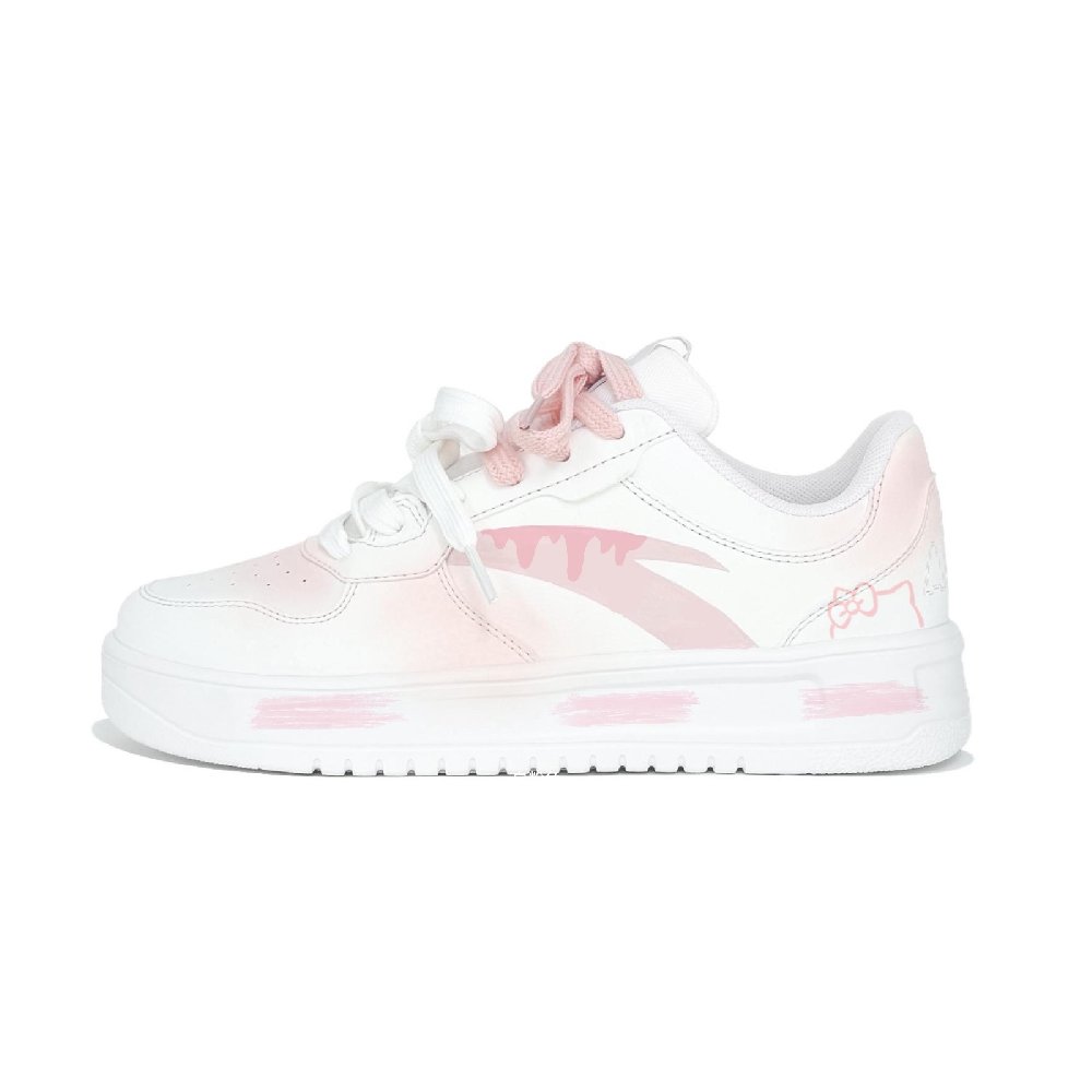 Anta Relaxed Cushioning Abrasion Resistant Balance Low Top Skateboard Shoes Unisex White Pink