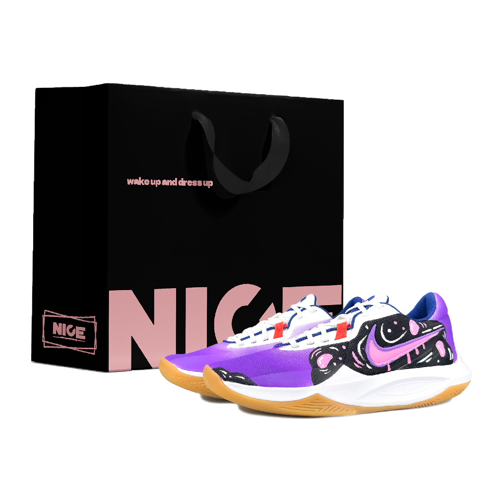 Nike Precision 6 Cushioning, Wear Resistant Low Top Basketball Shoes Men's Purple