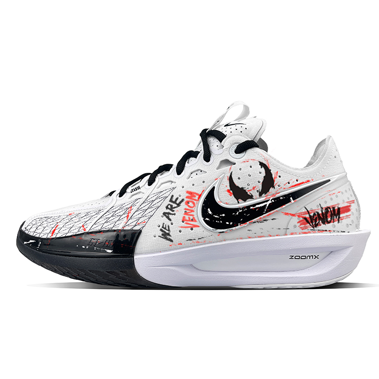 Nike Air Zoom G.T. Cut 3 Wear-Resistant Low-Top Basketball Shoes Unisex White Black Red