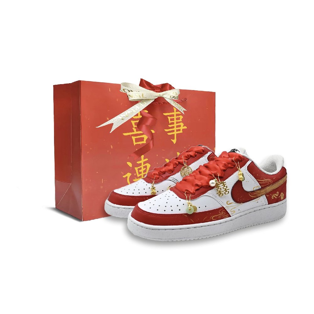 Nike Court Vision 1 Longing For You Forever Anti Slip Wear Resistant Low Top Skateboard Shoes Unisex Red