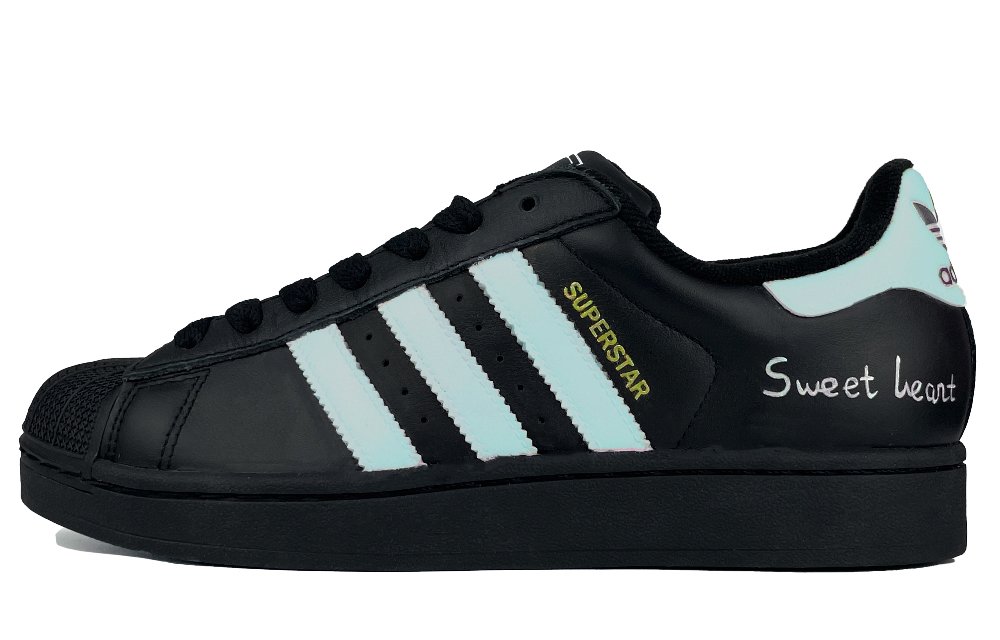 Adidas Originals Superstar 2 Flower Valley Joy Anti Slip Wear Resistant Low Top Skateboard Shoes Women's Blue Black
