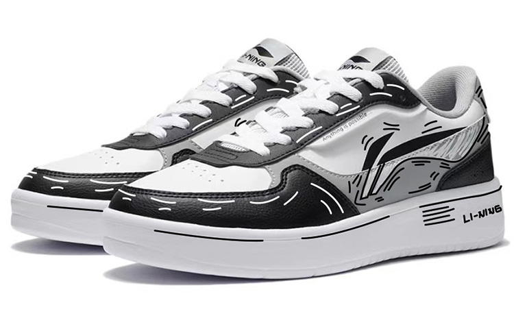 LiNing Low-Top Skateboard Shoes Men's Black White Gray купить в интернет-магазине Yoocart с быстрой доставкой по России.