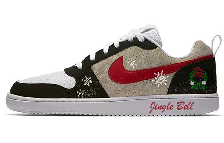 Nike Court Borough Anti-Slip Wear-Resistant Low-Top Skateboard Shoes Men's Black White Red