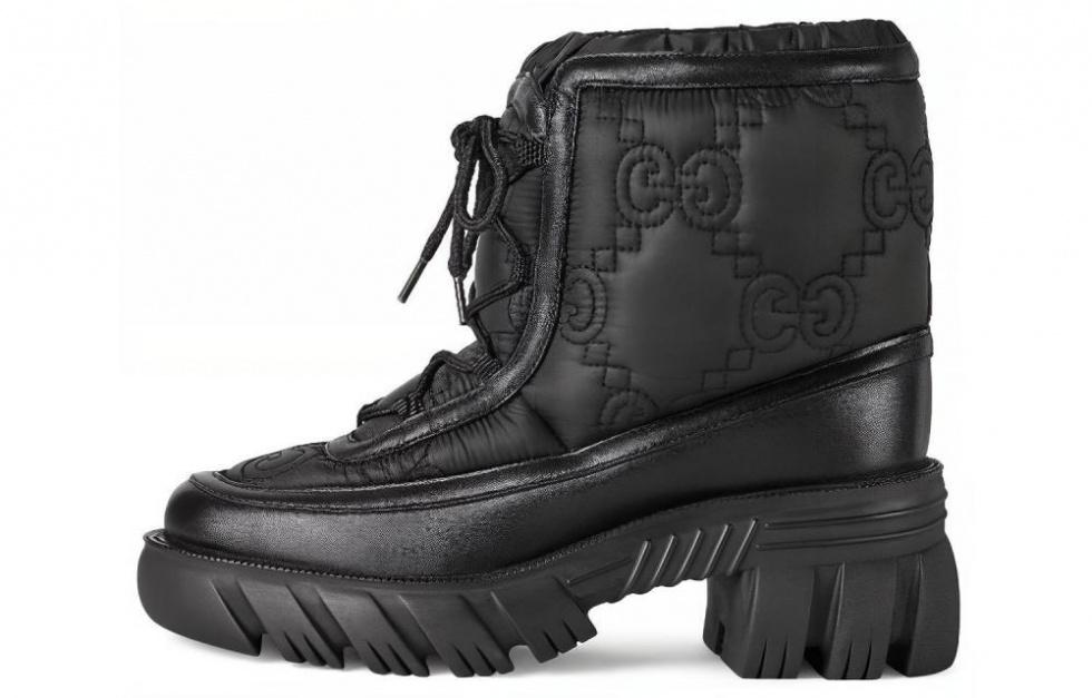 GUCCI GG Abrasion Resistant Short Outdoor Boots 6cm Women's Black