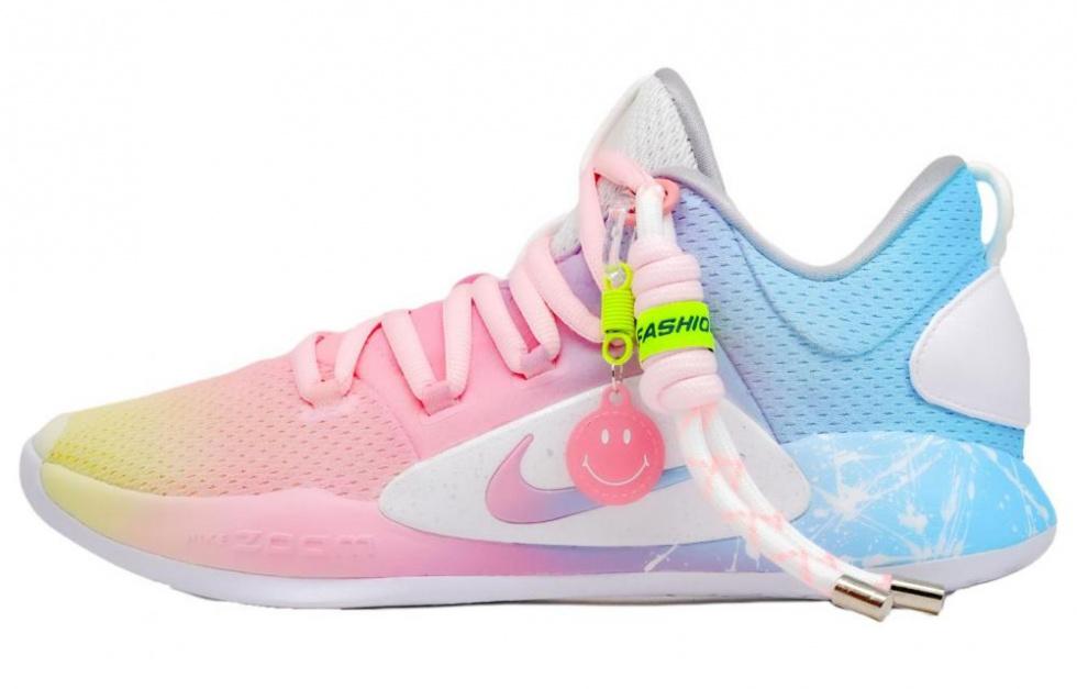 Nike Hyperdunk 10 Cushioning Anti-Slip Wear-Resistant Breathability Low-Top Basketball Shoes Men's Pink Blue