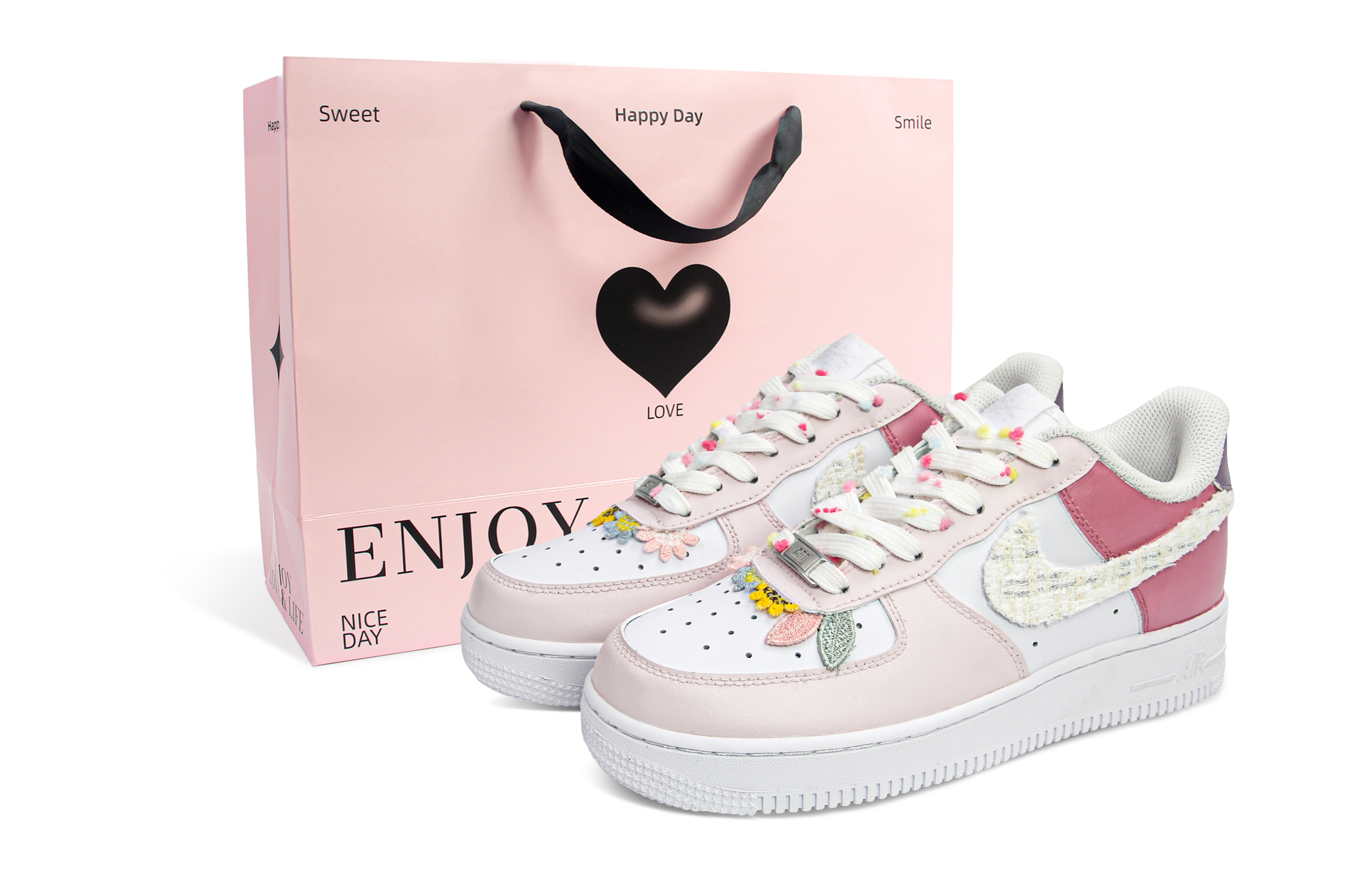 Nike Air Force 1 Abrasion Resistant Low Top Skateboard Shoes Women's Pink