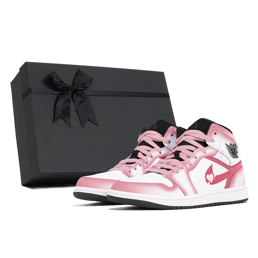 Jordan Air Jordan 1 Abrasion Resistant Slip Resistant Mid Top Vintage Basketball Shoes Men's Pink