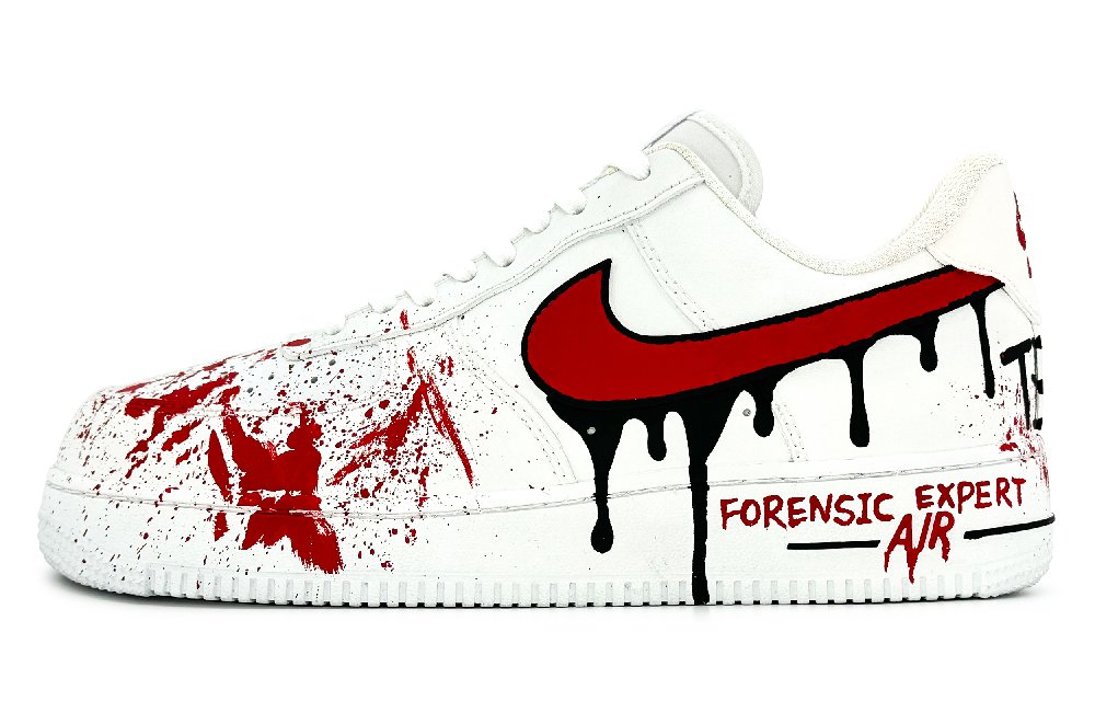 Nike Air Force 1 Anti-Slip Wear-Resistant Low-Top Skateboard Shoes Unisex White Red