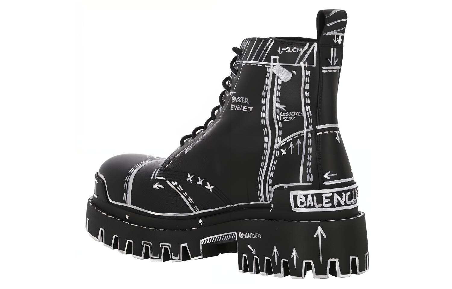 Balenciaga Strike Lace-Up Boot 'Marker Pen Print - Black' купить в интернет-магазине Yoocart с быстрой доставкой по России.