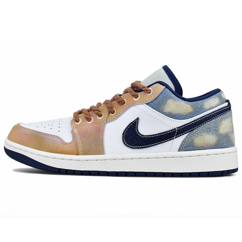 Jordan Air Jordan 1 Abrasion Resistant Low top Vintage Basketball Shoes Men's Brown Blue