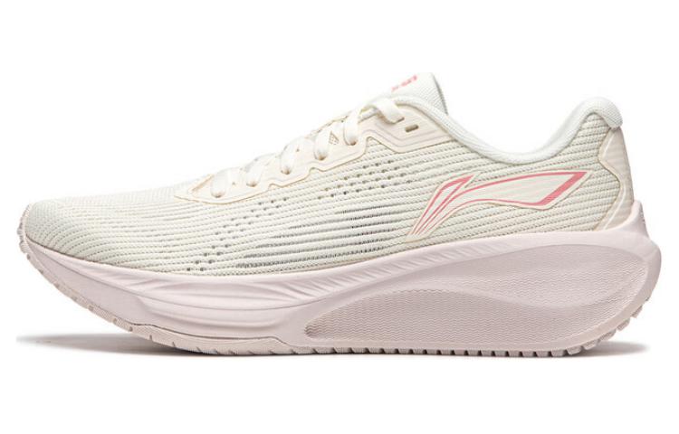 LiNing Wuyue 2.0 Cushioned Slip Resistant Abrasion Resistant Breathable Low Top Casual Running Shoes Women's Beige Pink