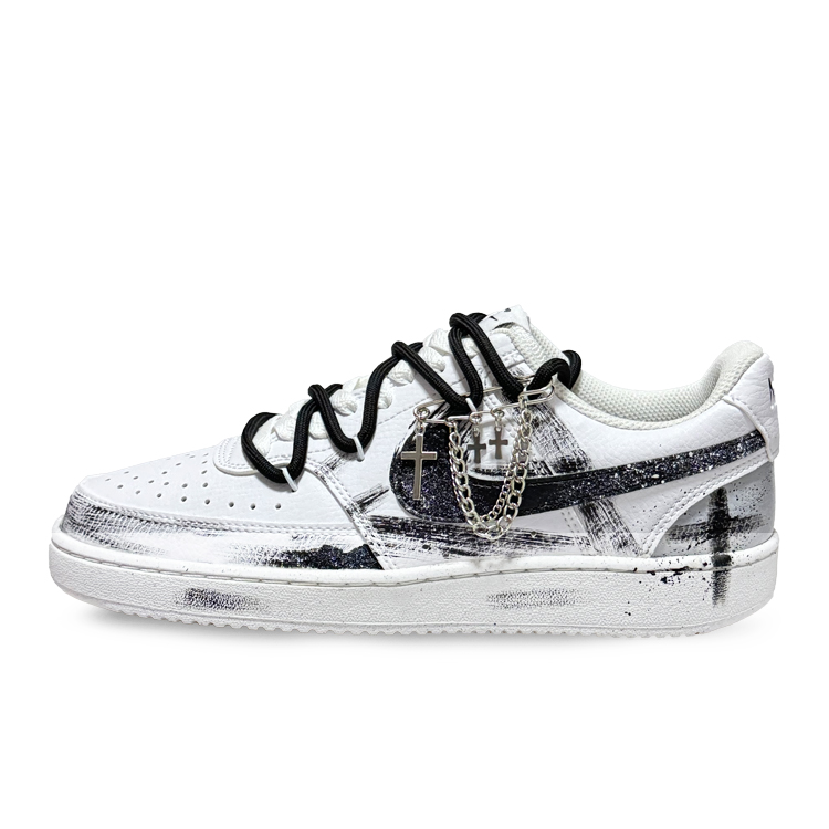 Nike Court Vision 1 Gothic Twilight Mark 2.0 Slip-Resistant Breathable Low-Top Skateboard Shoes Unisex Black White Gray