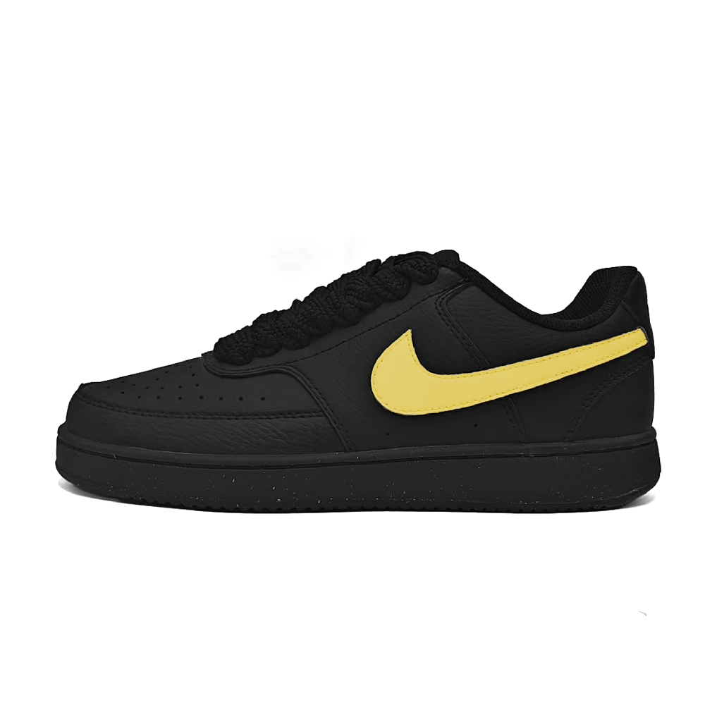 Nike Court Vision Low Top Skateboard Shoes Unisex Black Yellow