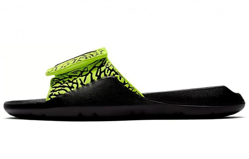 Air Jordan Hydro 7 V2 Burst Crack Black Yellow Slippers 'Black Yellow' GS