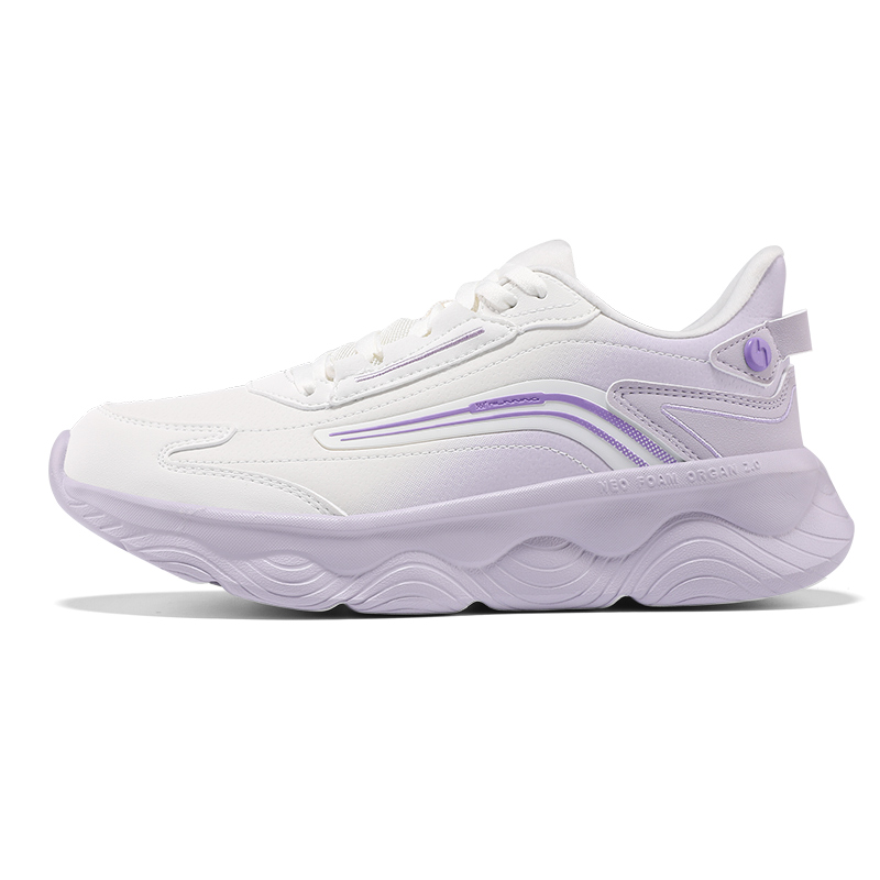 361° Durable Lightweight Cushioning Low-Top Casual Running Shoes Women's White Purple