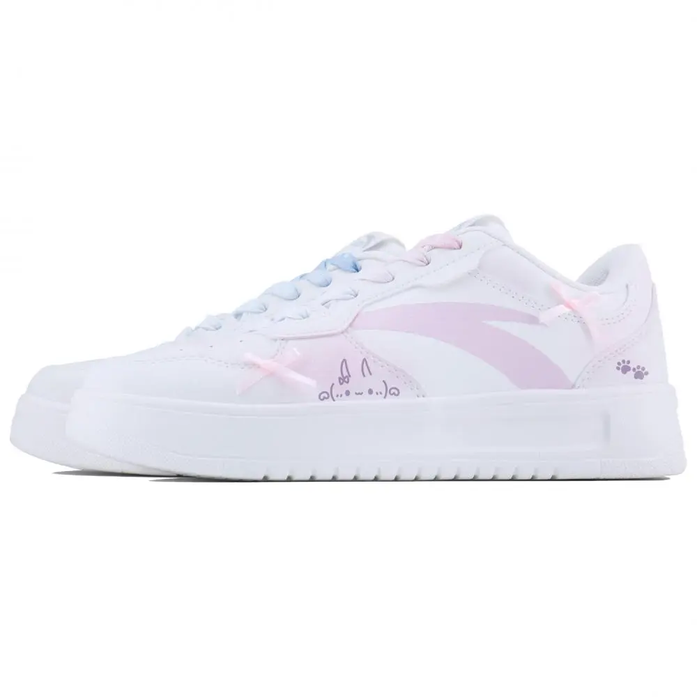 Anta Relaxed Wear resistant And Lightweight Low top Skateboard Shoes Women's White Pink Blue