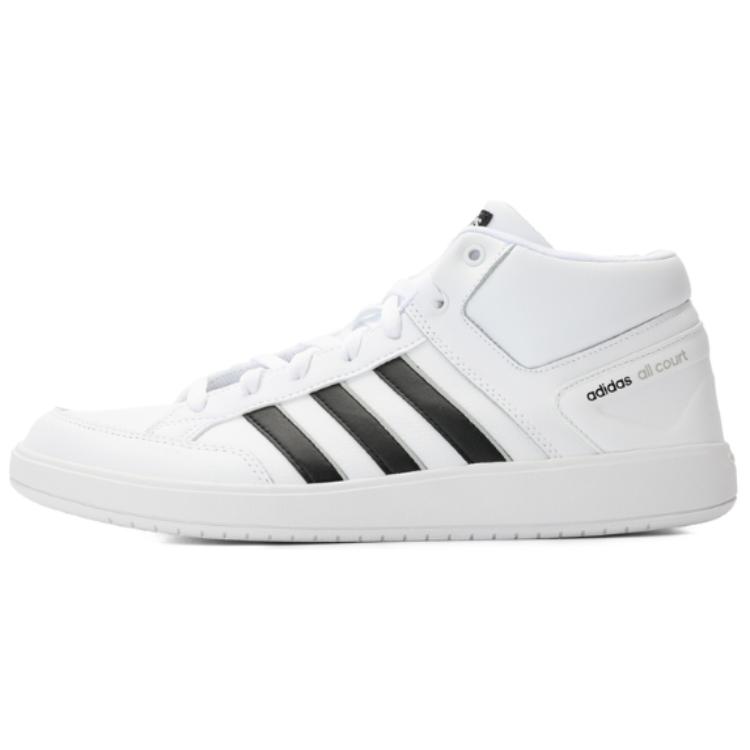 Adidas Cloudfoam All Court Anti-Slip Wear-Resistant Mid-Top Tennis Shoes Unisex White